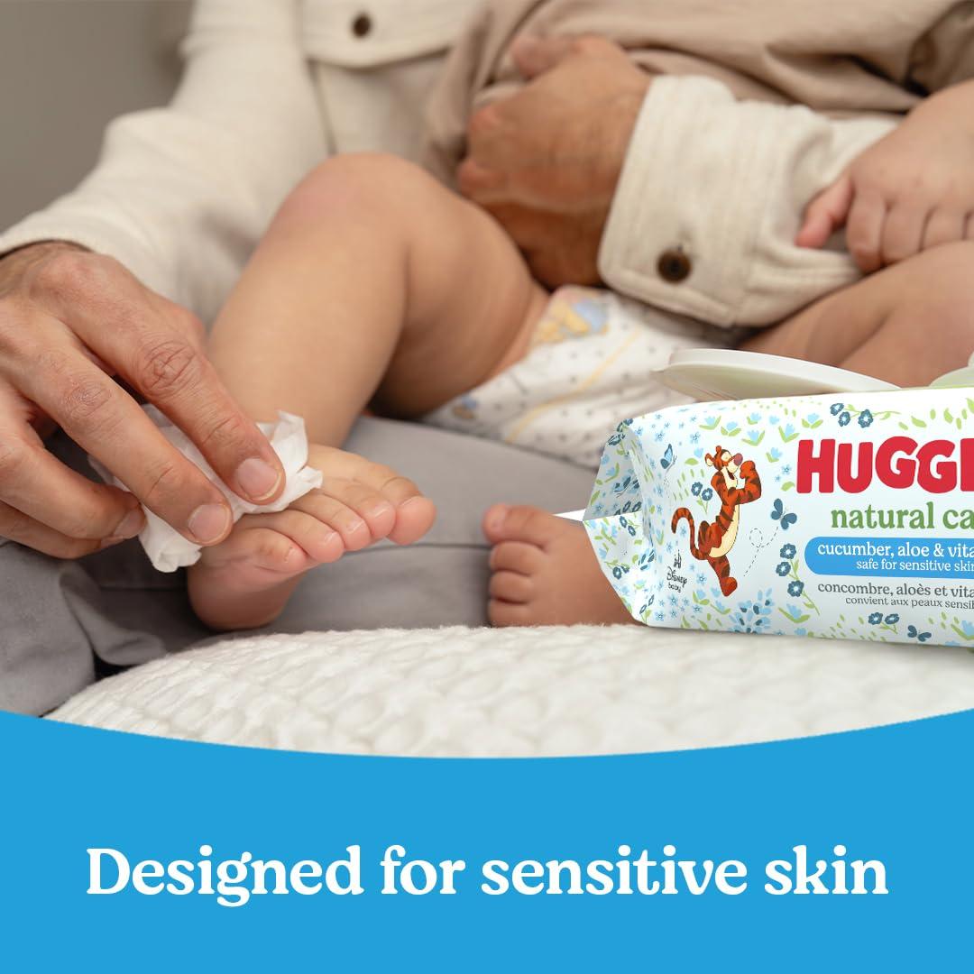 image:imageHuggies Natural Care Cucumber Aloe and Vitamin E Baby Wipes Hypoallergenic Scented 3 FlipTop Packs 168 Wipes Total Packaging May Vary48 Count Pack of 6