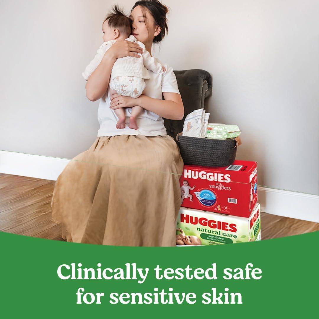 image:imageHuggies Natural Care Sensitive Baby Wipes Unscented Hypoallergenic 6 FlipTop Packs 288 Wipes Total56 Count Pack of 3