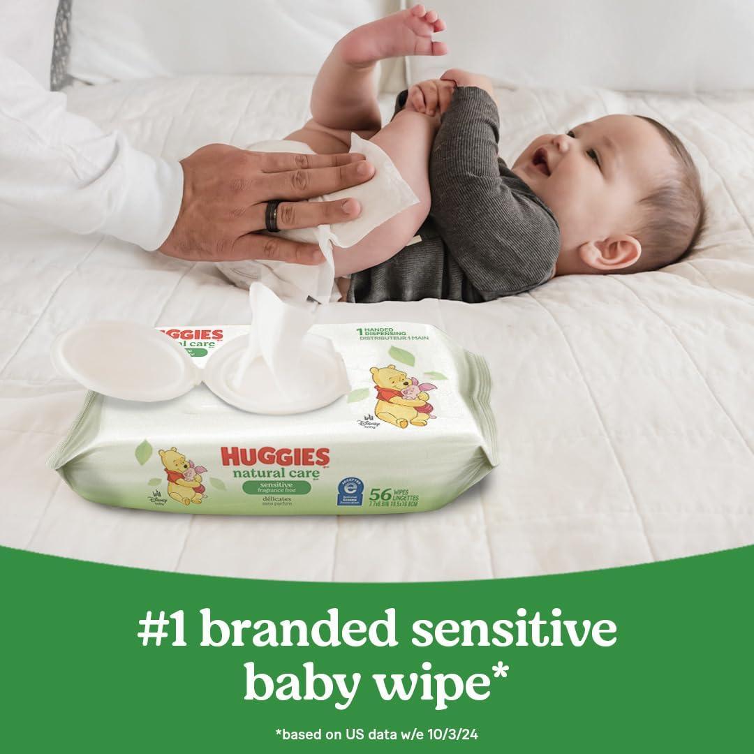 image:imageHuggies Natural Care Sensitive Baby Wipes Unscented Hypoallergenic 6 FlipTop Packs 288 Wipes Total56 Count Pack of 3