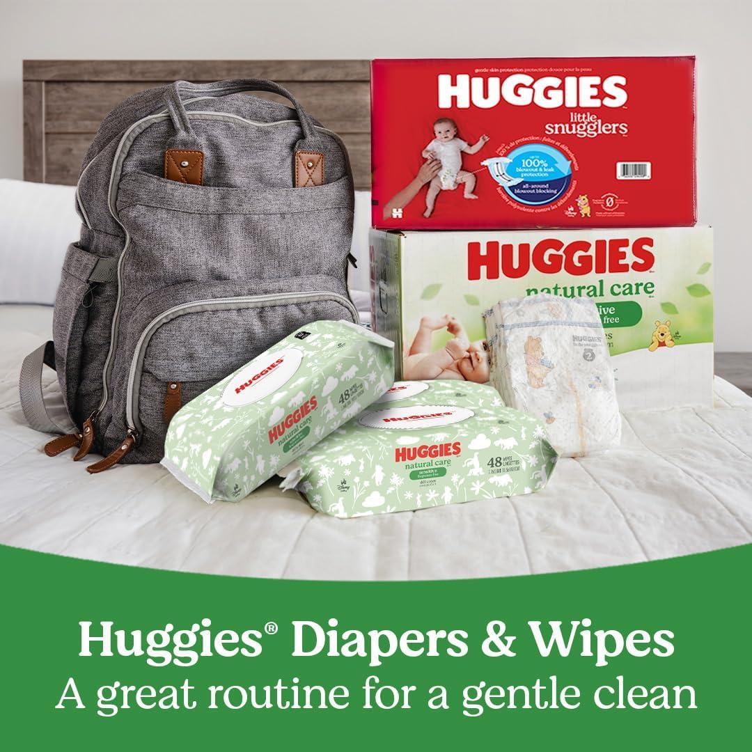 image:imageHuggies Natural Care Sensitive Baby Wipes Unscented Hypoallergenic 6 FlipTop Packs 288 Wipes Total56 Count Pack of 3