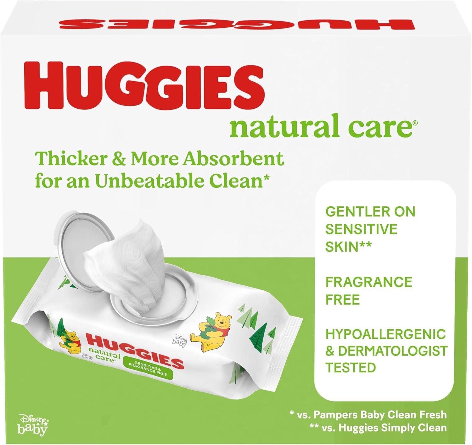 image:imageHuggies Natural Care Sensitive Baby Wipes Unscented Hypoallergenic 6 FlipTop Packs 288 Wipes Total56 Count Pack of 8