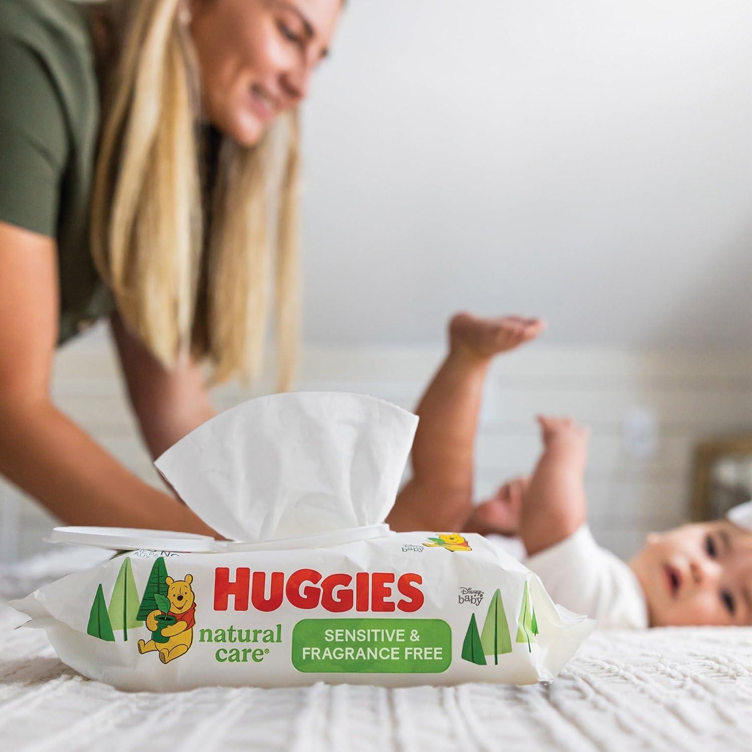 image:imageHuggies Natural Care Sensitive Baby Wipes Unscented Hypoallergenic 6 FlipTop Packs 288 Wipes Total56 Count Pack of 8