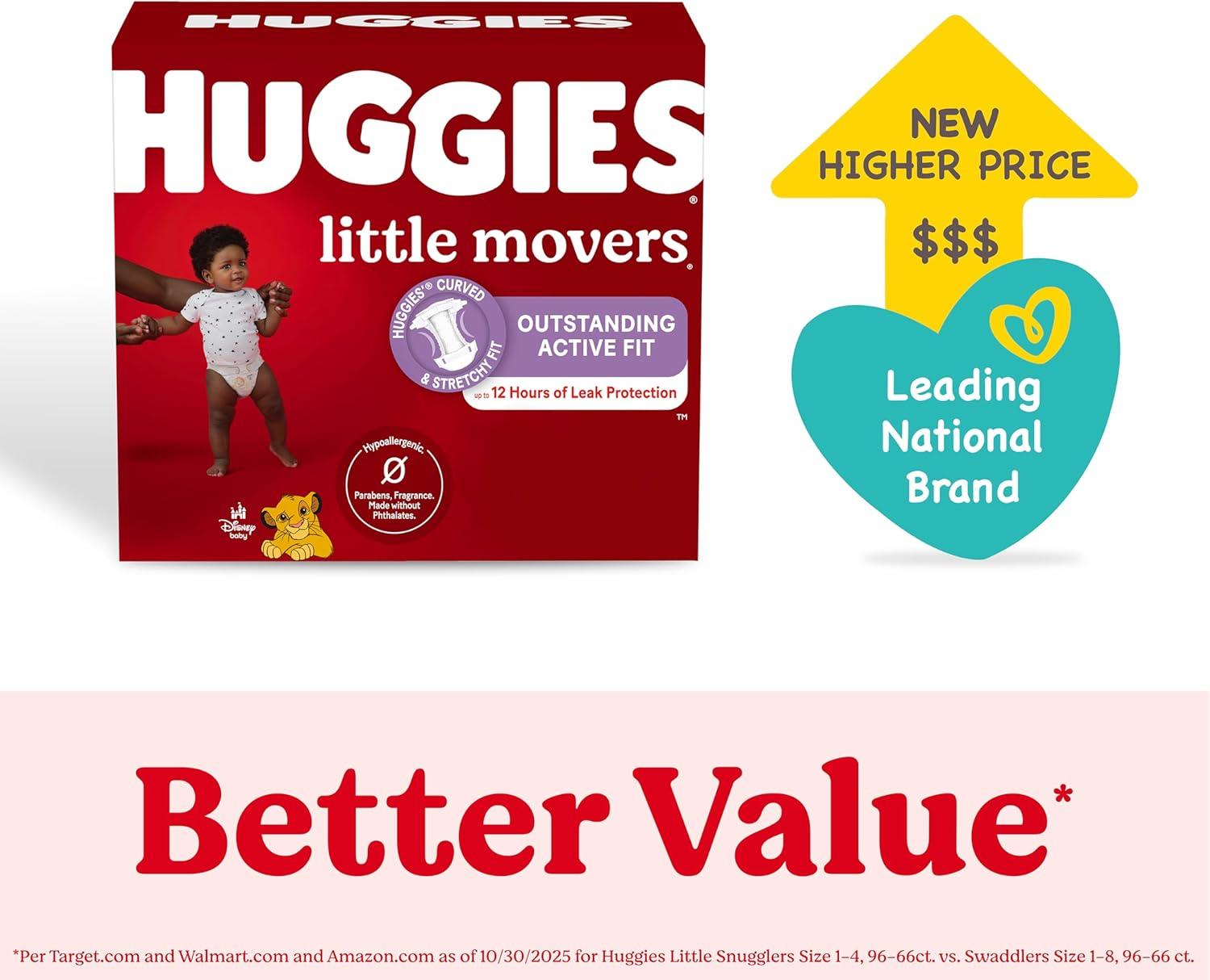 image:imageHuggies Size 3 Diapers Little Movers Baby Diapers Size 3 1628 lbs 136 Count Packaging May VarySize 4