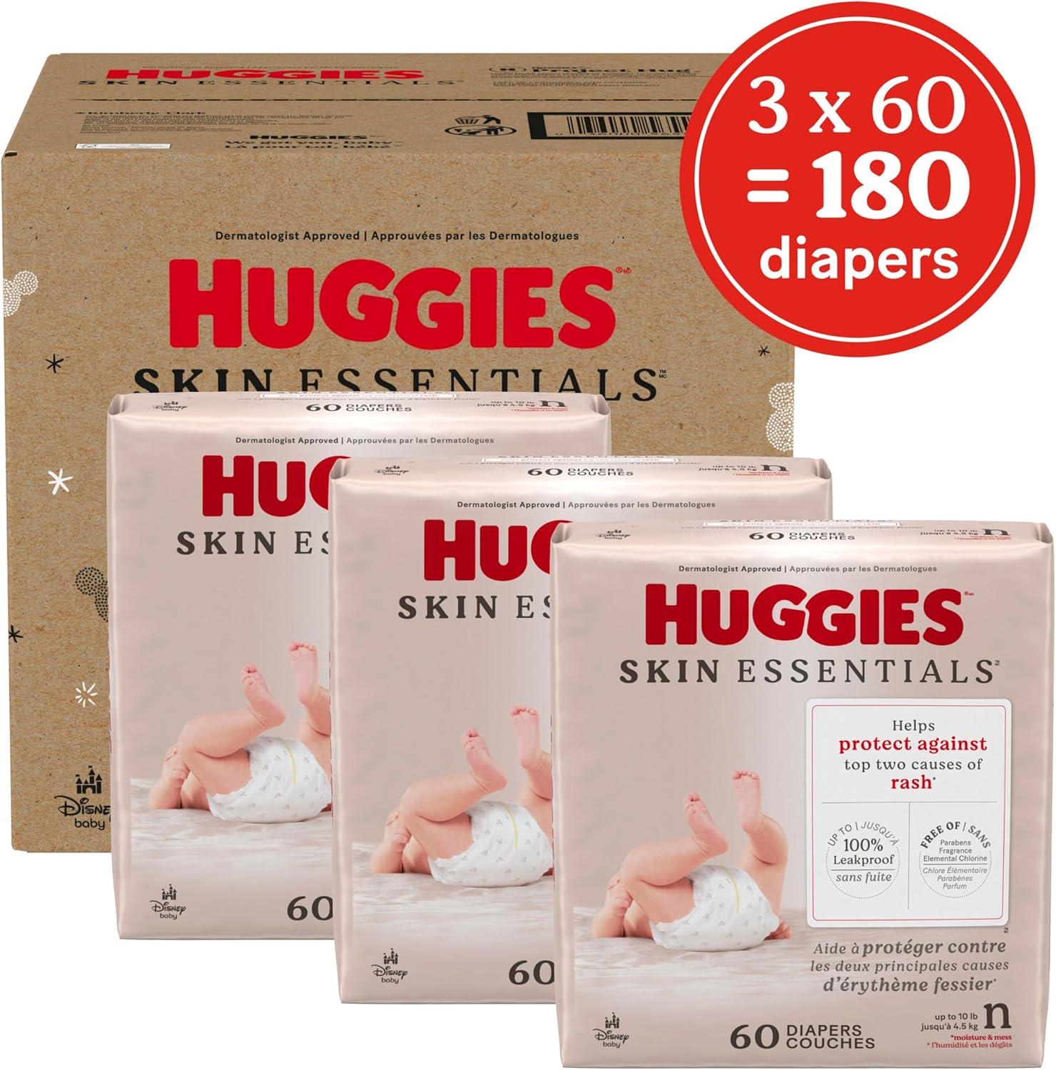 image:imageHuggies Size Newborn Diapers Skin Essentials Baby Diapers Size Newborn 69 lbs 76 Count Packaging May VaryNewborn