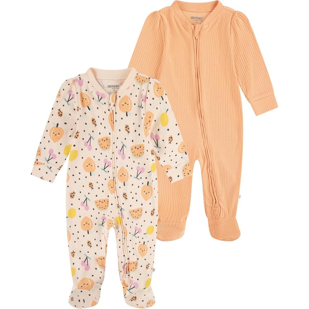 image:imageHUGGIES Baby Boys 2pack Footed CoverallPale PeachFruits