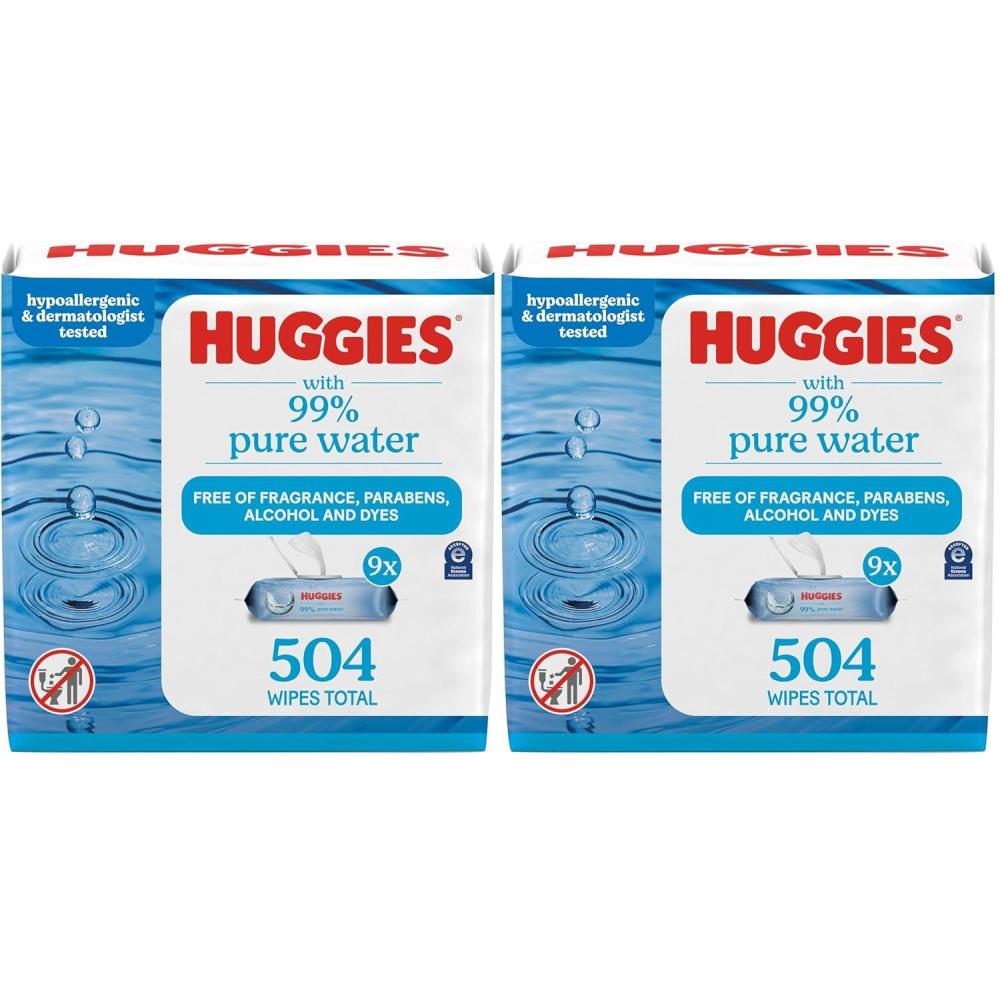 image:imageHuggies 99 Pure Water Baby Wipes Unscented 9 fliptop packs 3 Packs of 3 504 Wipes Total Packaging May Vary168 Count Pack of 6