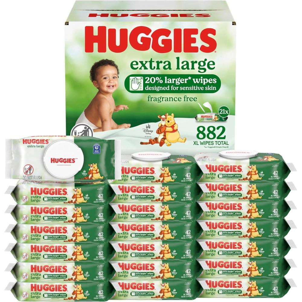 image:imageHuggies Extra Large Baby Wipes Unscented 5 FlipTop Packs 210 XL Wipes Total Packaging May Vary42 Count Pack of 21