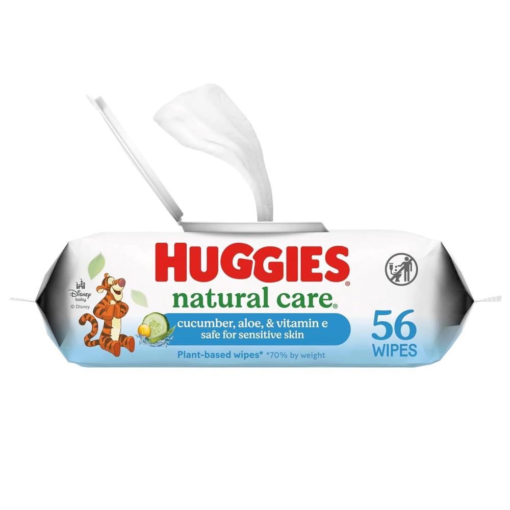image:imageHuggies Natural Care Cucumber Aloe and Vitamin E Baby Wipes Hypoallergenic Scented 3 FlipTop Packs 168 Wipes Total Packaging May Vary56 Count Pack of 1