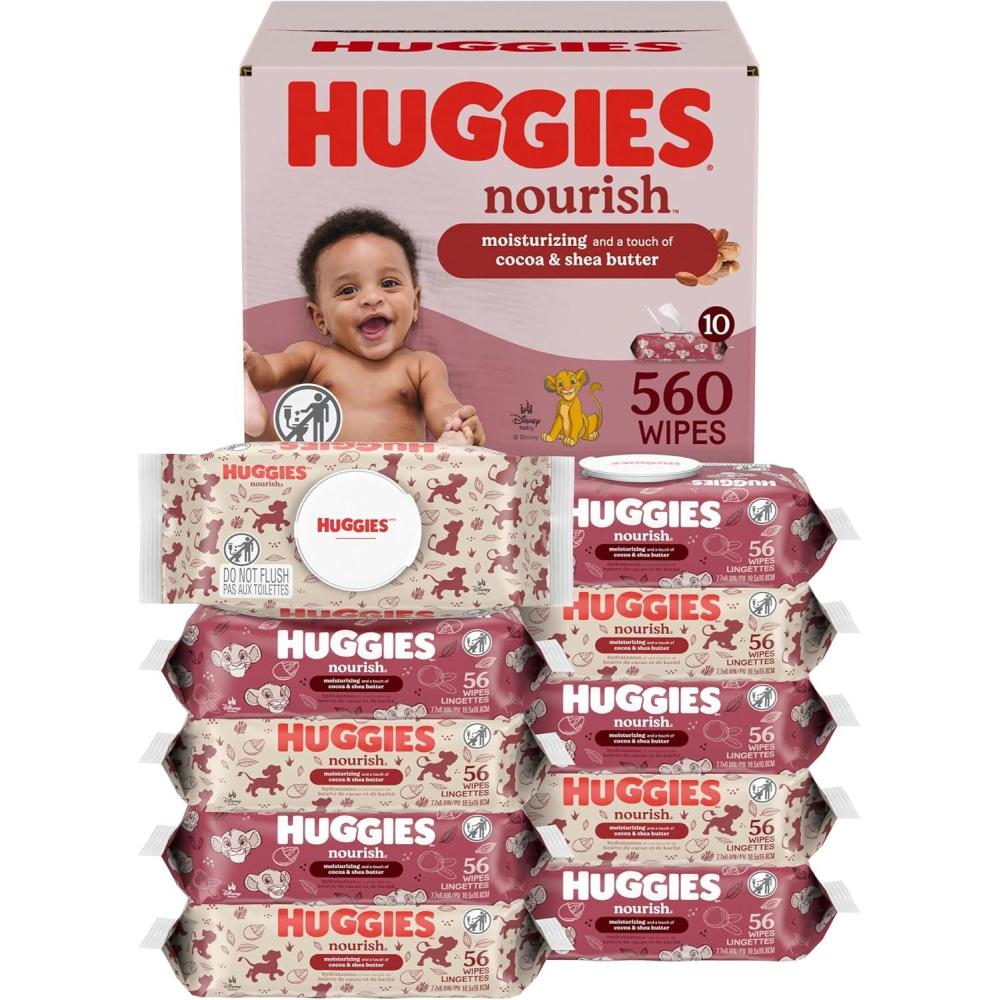image:imageHuggies Nourish Scented Baby Wipes 10 Push Button Packs 560 Wipes Total56 Count Pack of 10