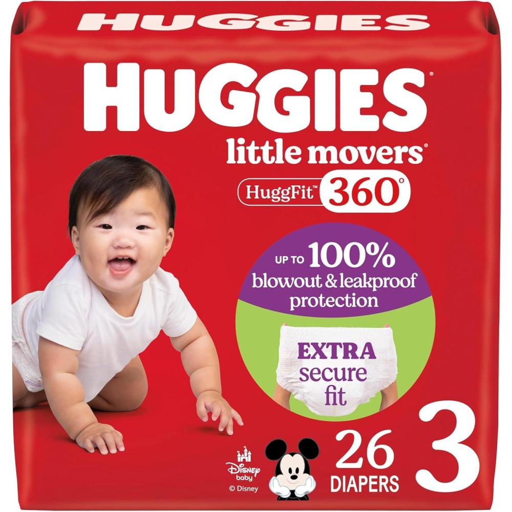 image:imageHuggies Size 3 Baby Diapers Little Movers HuggFit 360 Baby Diapers with 360 Waistband Size 3 1628 lbs 76 Count Packaging May VarySize 3