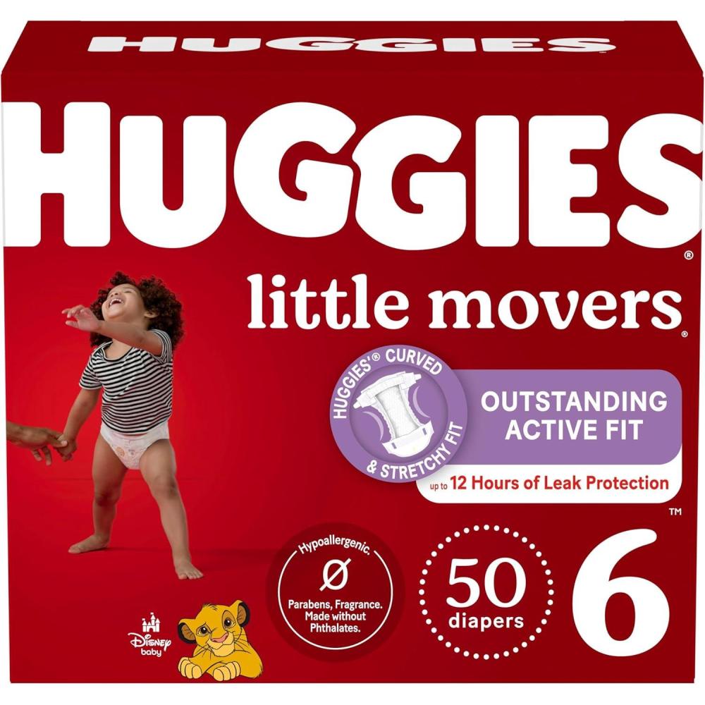 image:imageHuggies Size 6 Diapers Little Movers Baby Diapers Size 6 35 lbs 108 Count 2 Packs of 54 Packaging May VarySize 6