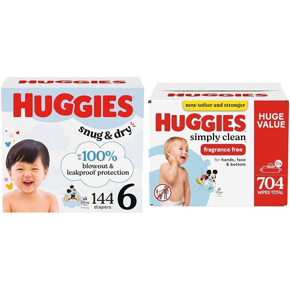 image:imageSnug amp Dry Bundle Huggies Snug amp Dry Baby Diapers Size 2 1218 lbs 234 Count amp Huggies Simply Clean Unscented Baby Wipes 11 FlipTop Packs 704 Count 11 Packs of 64Size 6