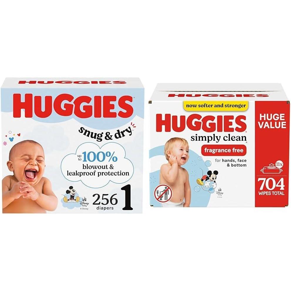 image:imageSnug amp Dry Bundle Huggies Snug amp Dry Baby Diapers Size 2 1218 lbs 234 Count amp Huggies Simply Clean Unscented Baby Wipes 11 FlipTop Packs 704 Count 11 Packs of 64Size 1