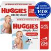 Huggies Simply Clean Unscented Baby Diaper Wipes, 22 Flip-Top Packs (1408 Wipes Total), Packaging May Vary (Pack of 4)(64 Count (Pack of 22))
