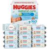Huggies Natural Care Cucumber, Aloe and Vitamin E Baby Wipes, Hypoallergenic, Scented, 3 Flip-Top Packs (168 Wipes Total), Packaging May Vary(64 Count (Pack of 15))