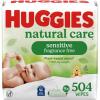 Huggies Natural Care Sensitive Baby Wipes, Unscented, Hypoallergenic, 6 Flip-Top Packs (288 Wipes Total)(168 Count (Pack of 3))