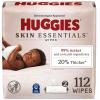 Huggies Skin Essentials Baby Wipes, Hypoallergenic, 99% Water, 2 Flip Top Packs (112 Wipes Total)(White)