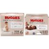 Huggies Skin Essentials Bundle: Huggies Skin Essentials Baby Diapers, Size 6 (35+ lbs), 108 Count & Baby Wipes, 15 Flip-Top Packs, 840 Count (15 Packs of 56)(Size 6)