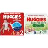 Little Snugglers Bundle: Huggies Little Snugglers Baby Diapers, Size 1 (8-14 lbs), 396 Count (2 Packs of 198) & Huggies Natural Care Sensitive Baby Wipes, 768 Count (12 Packs of 64)(Size 2)