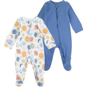 HUGGIES Baby Boys’ 2-pack Footed Coverall(Ballad Blue/Planets)