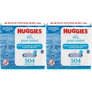 Huggies 99% Pure Water Baby Wipes, Unscented, 9 flip-top packs (3 Packs of 3), 504 Wipes Total, Packaging May Vary(168 Count (Pack of 6))