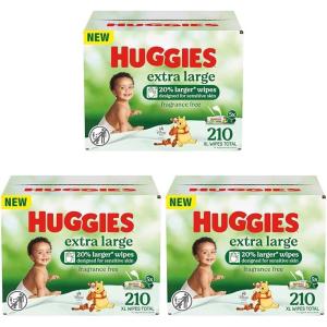 Huggies Extra Large Baby Wipes, Unscented, 5 Flip-Top Packs, 210 XL Wipes Total, Packaging May Vary(42 Count (Pack of 15))