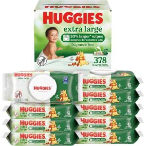 Huggies Extra Large Baby Wipes, Unscented, 5 Flip-Top Packs, 210 XL Wipes Total, Packaging May Vary(42 Count (Pack of 9))