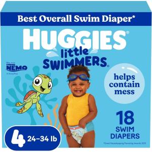 Huggies Little Swimmers Disposable Swim Diapers, Size 5-6 (32+ lbs), 17 Ct(Size 4)
