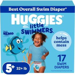 Huggies Little Swimmers Disposable Swim Diapers, Size 5-6 (32+ lbs), 17 Ct(Size 5-6)