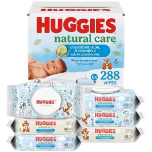 Huggies Natural Care Cucumber, Aloe and Vitamin E Baby Wipes, Hypoallergenic, Scented, 3 Flip-Top Packs (168 Wipes Total), Packaging May Vary(48 Count (Pack of 6))