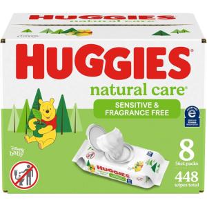 Huggies Natural Care Sensitive Baby Wipes, Unscented, Hypoallergenic, 6 Flip-Top Packs (288 Wipes Total)(56 Count (Pack of 8))