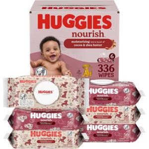 Huggies Nourish Scented Baby Wipes, 10 Push Button Packs (560 Wipes Total)(56 Count (Pack of 6))