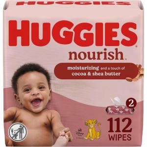 Huggies Nourish Scented Diaper Wipes, 2 Push Button Packs (112 Wipes Total)(White)