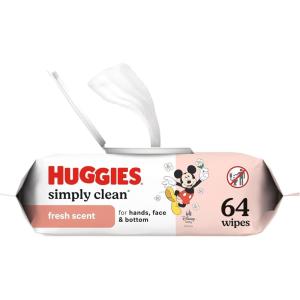 Huggies Simply Clean Fresh Scent Baby Wipes, 3 Flip-Top Packs of 64 (192 Wipes Total), Packaging May Vary(64 Count (Pack of 1))