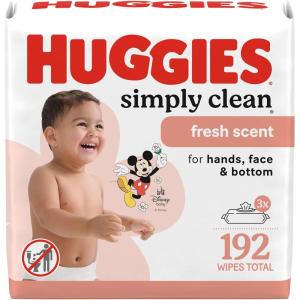 Huggies Simply Clean Fresh Scent Baby Wipes, 3 Flip-Top Packs of 64 (192 Wipes Total), Packaging May Vary(64 Count (Pack of 3))
