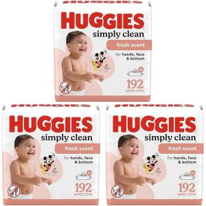 Huggies Simply Clean Fresh Scent Baby Wipes, 3 Flip-Top Packs of 64 (192 Wipes Total), Packaging May Vary(64 Count (Pack of 9))