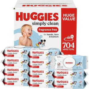 Huggies Simply Clean Unscented Baby Diaper Wipes, 22 Flip-Top Packs (1408 Wipes Total), Packaging May Vary (Pack of 4)(64 Count (Pack of 11))