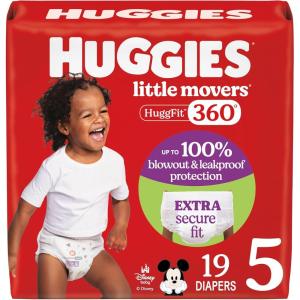 Huggies Size 3 Baby Diapers, Little Movers HuggFit 360° Baby Diapers with 360° Waistband, Size 3 (16-28 lbs), 76 Count, Packaging May Vary(Size 5)