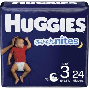 Huggies Size 3 Overnites Baby Diapers: Overnight Diapers, Size 3 (16-28 lbs), 132 Ct (2 Packs of 66), Packaging May Vary(Size 3)