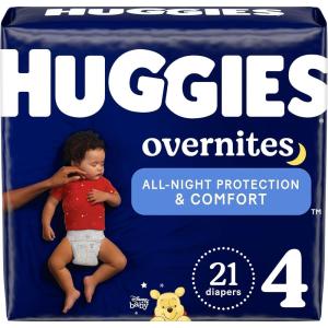 Huggies Size 3 Overnites Baby Diapers: Overnight Diapers, Size 3 (16-28 lbs), 132 Ct (2 Packs of 66), Packaging May Vary(Size 4)