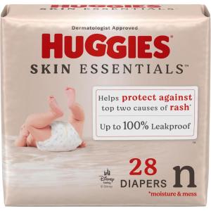 Huggies Size Newborn Diapers, Skin Essentials Baby Diapers, Size Newborn (6-9 lbs), 76 Count, Packaging May Vary(Newborn)