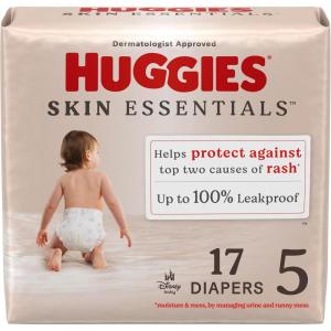 Huggies Size Newborn Diapers, Skin Essentials Baby Diapers, Size Newborn (6-9 lbs), 76 Count, Packaging May Vary(Size 5)