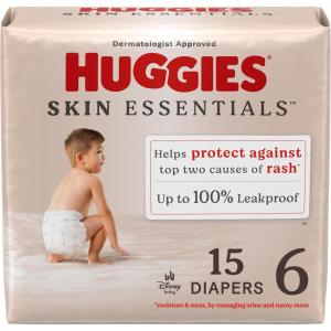 Huggies Size Newborn Diapers, Skin Essentials Baby Diapers, Size Newborn (6-9 lbs), 76 Count, Packaging May Vary(Size 6)