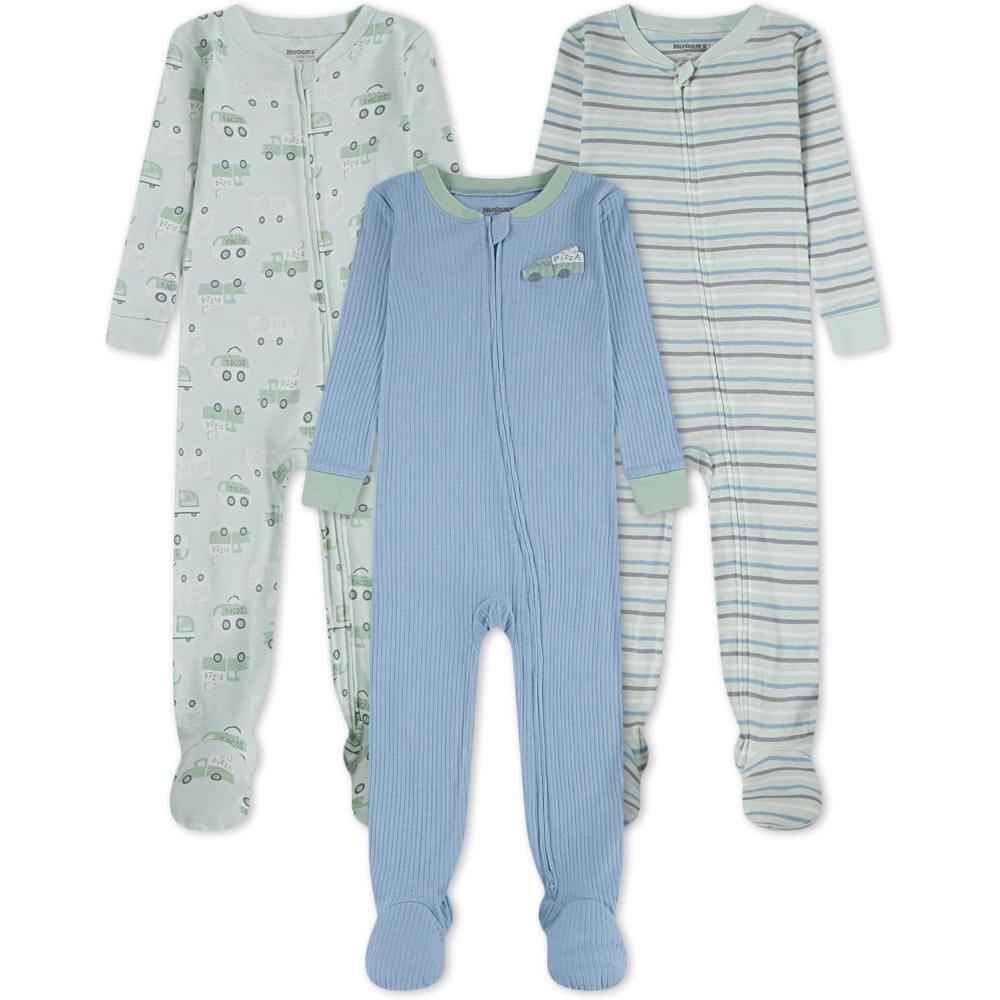 image:imageHUGGIES Baby 3pack Footed Coverall PajamasDew KissedFood Trucks