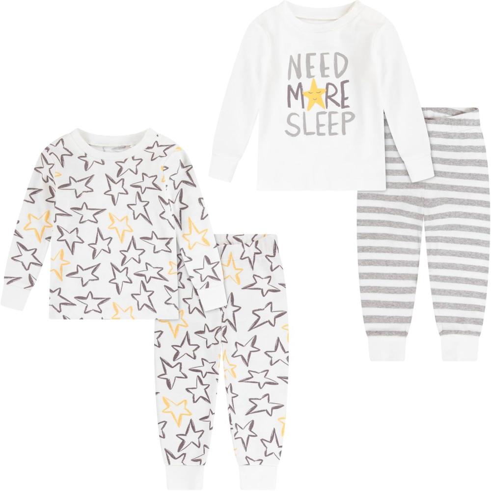 image:imageHUGGIES Baby Long Sleeve Pajama 4piece SetSnow WhiteStars