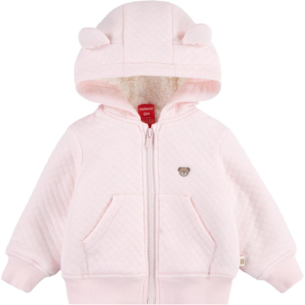 image:imageHUGGIES Fleece Lined Zip Up Hooded JacketBarely Pink