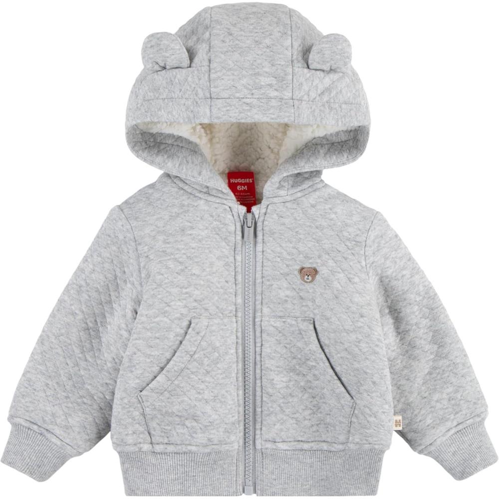 image:imageHUGGIES Fleece Lined Zip Up Hooded JacketLight Grey Heather