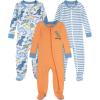 HUGGIES Baby 3-pack Footed Coverall Pajamas(Cashmere Blue Heather/Dinos)