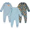 HUGGIES Baby 3-pack Footed Fleece Coverall Pajamas(Blue Fog/Planets)