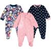 HUGGIES Baby 3-pack Footed Fleece Coverall Pajamas(Pigment Blue/Florals)